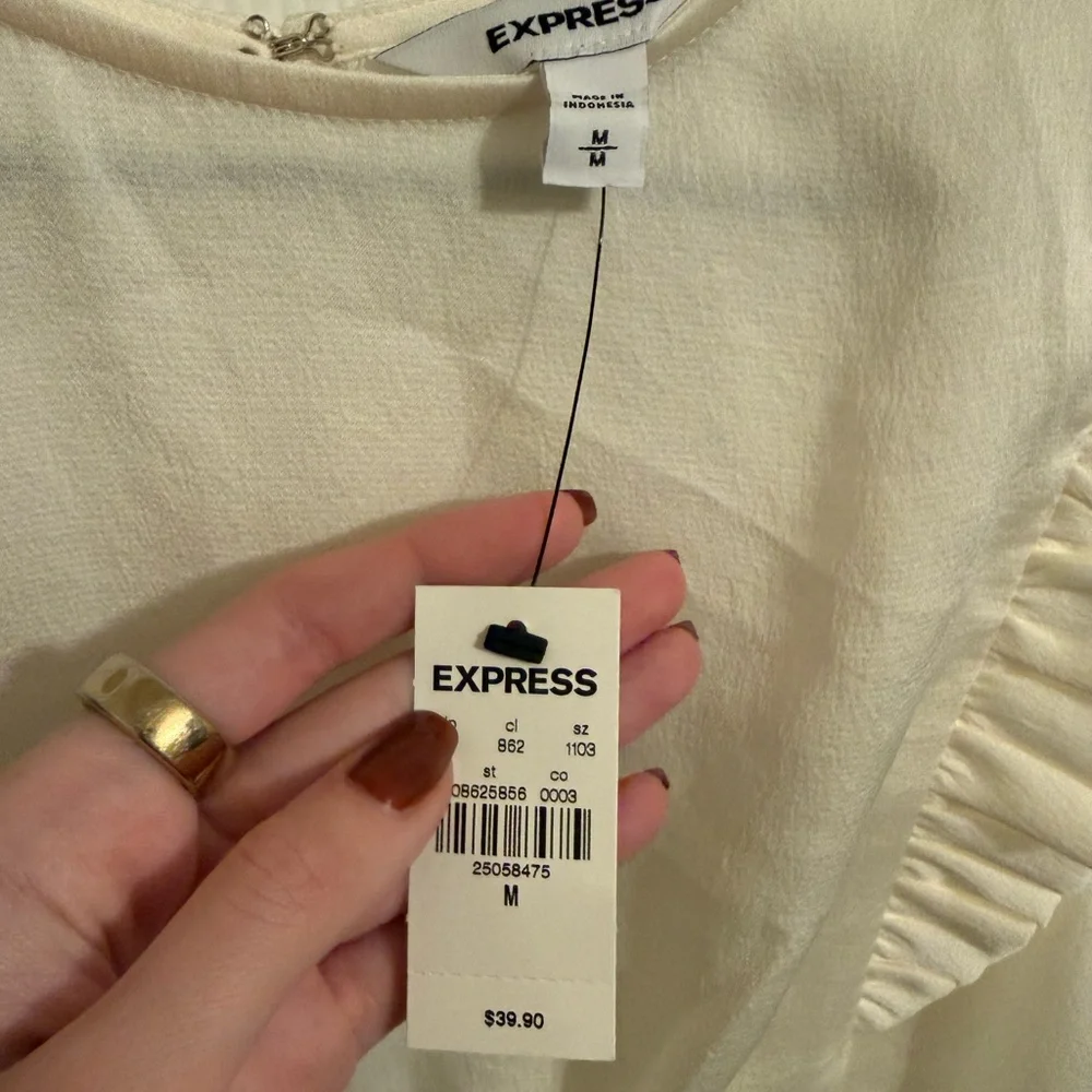 Express Ivory Ruffle Blouse - Picture 3 of 3